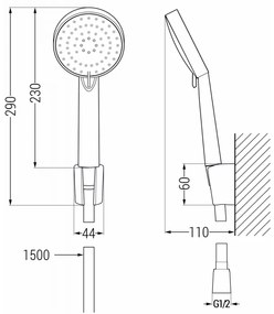 Mexen Kama fürdőszett R75, króm - 72513R75-00