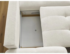 Fehér zsenília kinyitható-tárolóhelyes sarokkanapé (jobb oldali-heverő résszel) Roxelane – Bobochic Paris