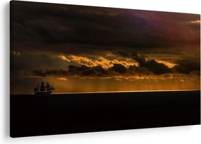 Egy vitorlás naplementekor képe (90x60 cm)