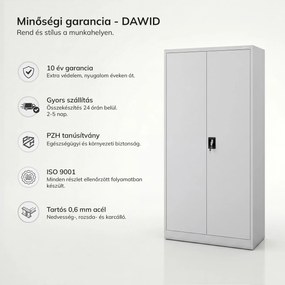 Zárható takarítószekrény szürke DAWID 900 x 1850 x 450 mm