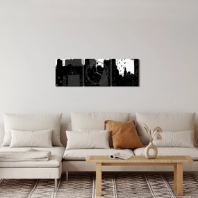 Kép - Város feliratokkal és mintákkal (órával) (90x30 cm)