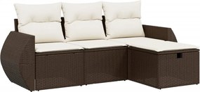 vidaXL 4 részes barna polyrattan kerti ülőgarnitúra párnákkal