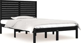 vidaXL fekete tömör fa ágykeret 140 x 190 cm