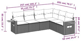 6 részes bézs polyrattan kerti ülőgarnitúra párnával