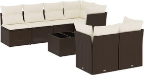 vidaXL 8 részes barna polyrattan kerti ülőgarnitúra párnákkal