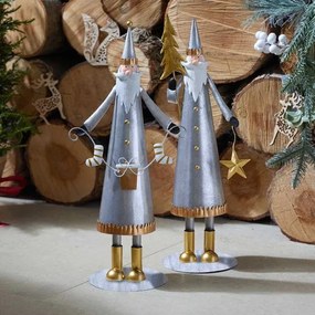 Karácsonyi fém Mikulás figura ezüst 40 cm