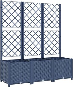 vidaXL kékszürke PP rácsos kerti ültetőláda 120 x 40 x 136 cm