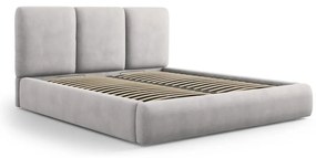 Világosszürke kárpitozott ágyneműtartós franciaágy ágyráccsal 140x200 cm Brody – Mazzini Beds