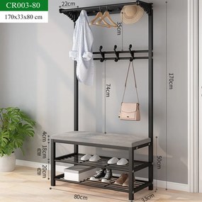 Cipőtartó kényelmes üléssel és akasztóval CR003-80 170 x 33 x 80 cm