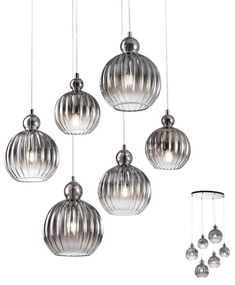 Redo 01-2069 - Csillár zsinóron PLUMEN 6xE14/42W/230V szürke