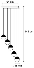 Ipari függőlámpa bronz fával 5-lámpás - Haicha