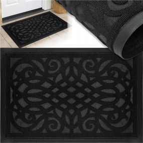 Lábtörlő Kültéri Ajtóhoz 40X60 Gumi Bejárati Szőnyeg Fekete Nagy 3D