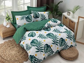 Monstera dupla ágyneműhuzat garnitúra lepedővel, zöld