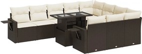 vidaXL 11 részes barna polyrattan kerti ülőgarnitúra párnákkal