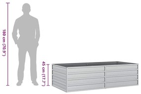 ezüstszínű horganyzott acél kerti magaságyás 160 x 80 x 45 cm