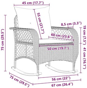 szürke polyrattan kerti hintaszék párnákkal