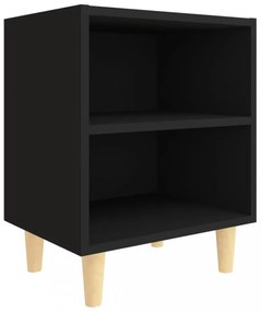 2 db fekete éjjeliszekrény tömör fa lábakkal 40 x 30 x 50 cm