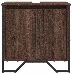 Barna tölgy szerelt fa fürdőszobai mosdószekrény 60x35x60 cm