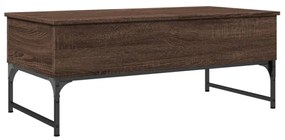 barna tölgy szerelt fa és fém dohányzóasztal 100 x 50 x 40 cm
