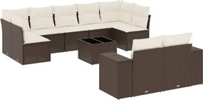 vidaXL 10 részes barna polyrattan kerti ülőgarnitúra párnákkal