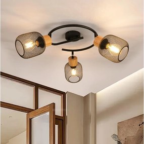 Brilagi - Irányítható spotlámpa BASKLITE 3xE27/15W/230V fa/fekete