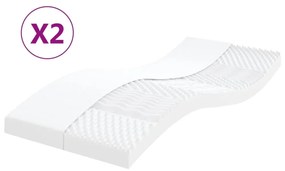 2 db fehér 7 zónás 20 ILD keménységű habmatrac 80 x 200 cm