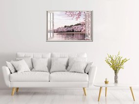 Gario Vászonkép Nyitott ablak Rózsaszín természet Méret: 90 x 60 cm