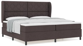 Boxspring Ágy Matrac Kárpitozott Sötétbarna, 200x200 cm