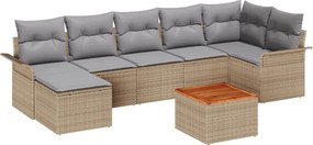 vidaXL Kerti Kanapé Szett párnával 8 pcs Bézs polirattan