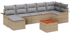 vidaXL Kerti Kanapé Szett párnával 8 pcs Bézs polirattan