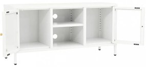 fehér acél és üveg TV-szekrény 105x35x52 cm