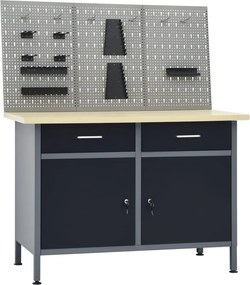 vidaXL munkapad három fali panellel