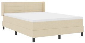 Boxspring Ágy Mattal Krém Színben, 140 x 200 cm, Szövet