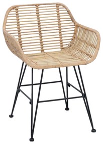 Étkezőszék 2 pcs Természetes 55 x 50 x 74 cm Rattan és Vas