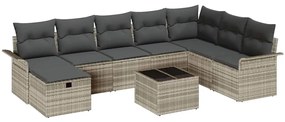 Kerti Kanapé Szett 9 pcs Világosszürke 297.5 x 187.5 x 85 cm