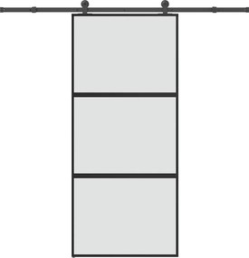 vidaXL tolóajtó vasalattal 90x205 cm edzett üveg&Alumínium