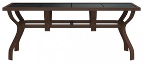 barna és fekete acél és üveg kerti asztal 180 x 80 x 70 cm