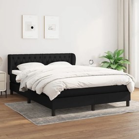 fekete szövet rugós ágy matraccal 140 x 190 cm