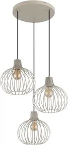 Globo 33379319 Függesztett lámpa, matt homokszínű fém, fekete textil kábel, ø: 500 mm, M: 1200 mm, 3xE27 40W 230V izzók nélkül