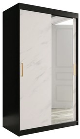 Ruhásszekrény 120 cm Marbelo T2 (matt fekete + fehér márvány). 1064586