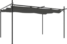 vidaXL antracitszürke pergola behúzható tetővel 395 x 292 x 230 cm