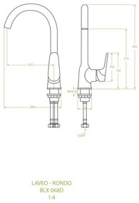 Laveo Rondo, álló konyhai csaptelep h-302, króm, LAV-BLX_068D