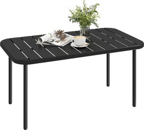 Outsunny téglalap alakú acél oldalasztal — időjárásálló kültéri dohányzó-/oldalasztal erkélyre, kertbe, teraszra és nappaliba, 90 x 50 x 43 cm, fekete