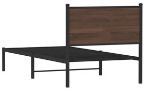 barna tölgy színű fém ágykeret matrac nélkül 90 x 200 cm