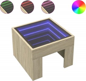 vidaXL sonoma tölgy végtelen hatású LED-es éjjeliszekrény 40x40x30 cm