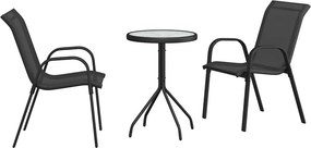 vidaXL Kert Bistro Készlet 3 pcs Fekete Acél