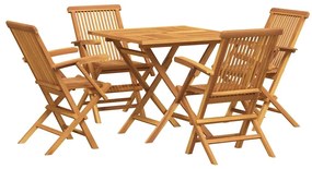 vidaXL 5 részes tömör tíkfa kerti étkezőgarnitúra