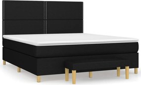 vidaXL fekete szövet rugós ágy matraccal 180 x 200 cm