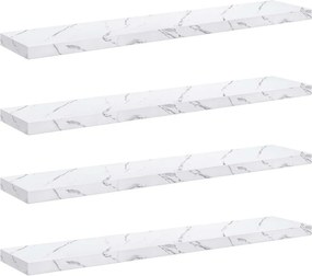 vidaXL Falpolc tárolóval 4 pcs Fehér márvány 120 x 23,5 x 4 cm Faanyag