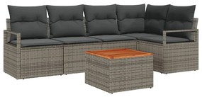 vidaXL Kerti Kanapé Szett tárolóval 6 pcs Szürke polirattan